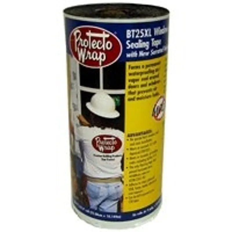 Protecto Wrap BT25XL 8425B0475SW Window and Door Flashing Tape, 75 ft L, 4 in W, HDPE, Gray/White, Self-Adhesive (Pack of 12)