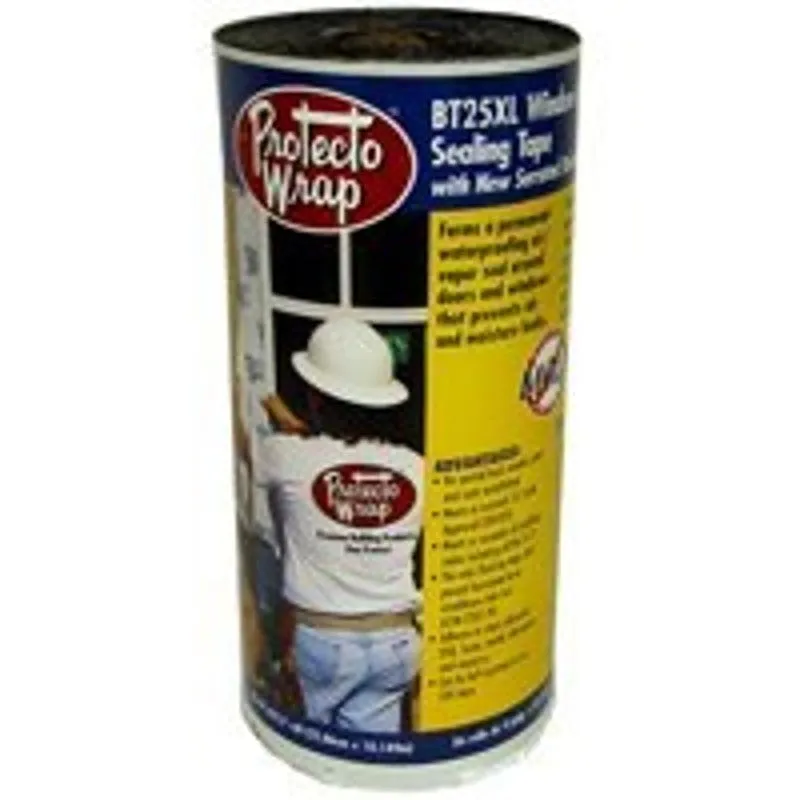 Protecto Wrap BT25XL 8425B12754SSW Window and Door Flashing Tape, 75 ft L, 12 in W, HDPE, Gray/White, Self-Adhesive
