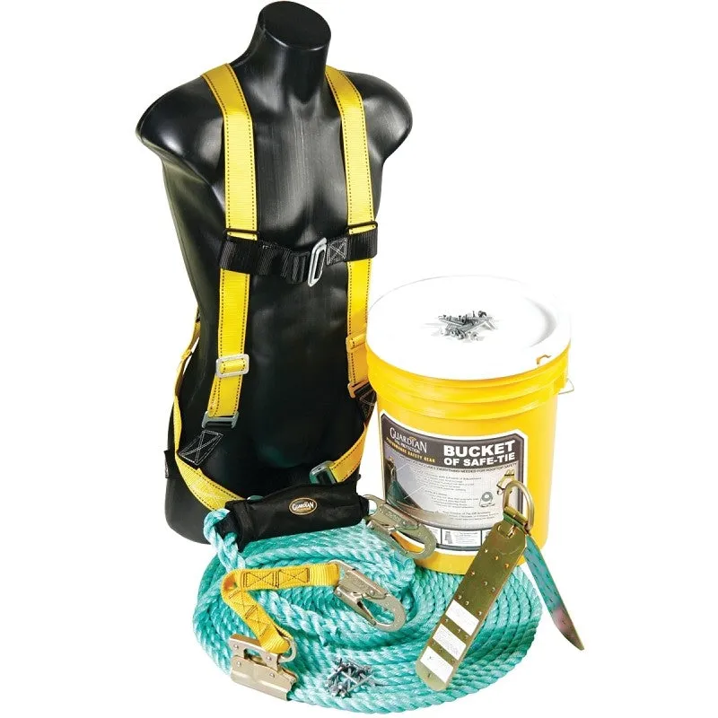 Qualcraft 00830 Roofer’s Bucket Kit, Includes: 25 ft VLA Shock Pack Positioning Device with 18 in Extension Lanyard