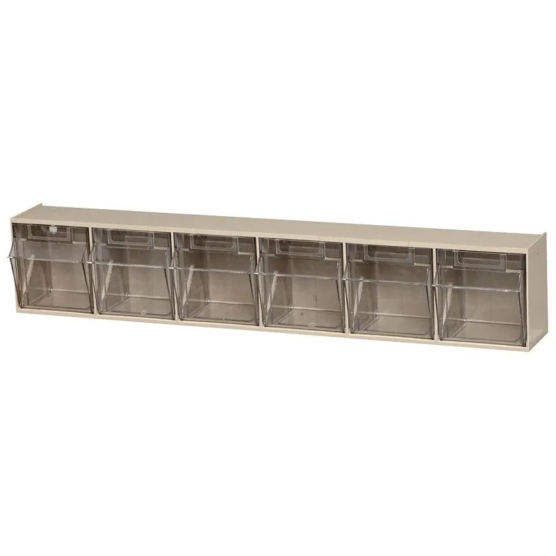 Quantum Storage Systems RQTB306IV Tip Out Bin, 3-5/8 in L, 23-5/8 in W, 4-1/2 in H, 6-Compartment, Polystyrene, Ivory