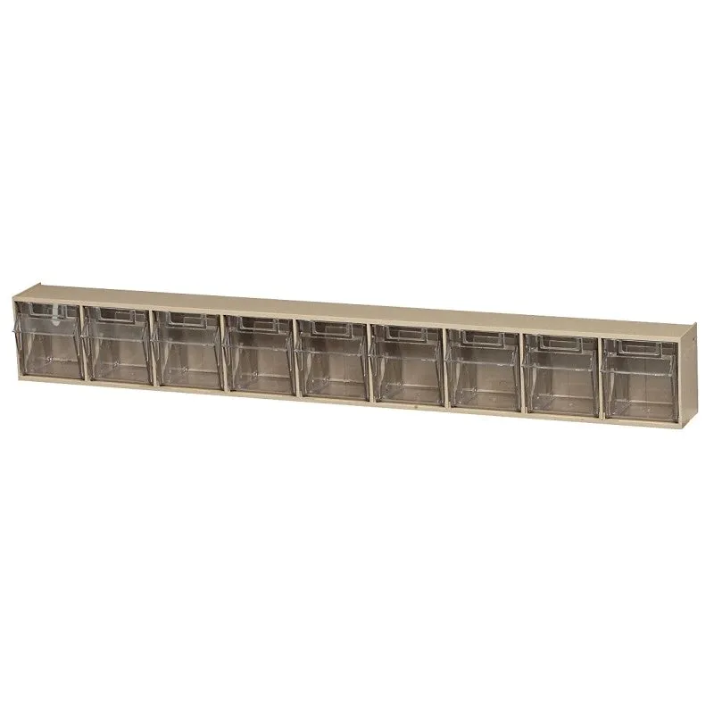 Quantum Storage Systems RQTB309IV Tip Out Bin, 2-1/2 in L, 23-5/8 in W, 3-1/8 in H, 9-Compartment, Polystyrene, Ivory