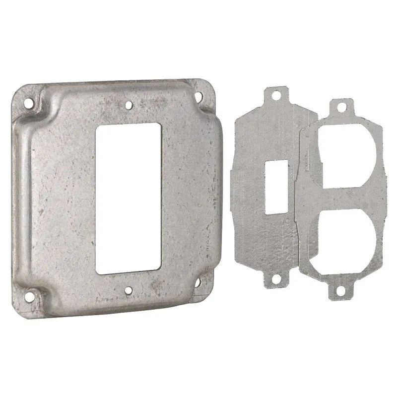 Raco 808U Universal Exposed Work Cover, 0.562 in L, 4-1/8 in W, Square, 1-Gang, Steel, Silver (Pack of 10)