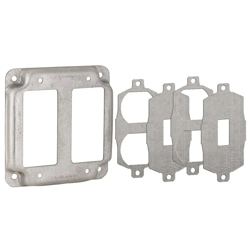 Raco 809U Universal Exposed Work Cover, 0.563 in L, 4-1/8 in W, Square, 2-Gang, Steel, Gray (Pack of 10)