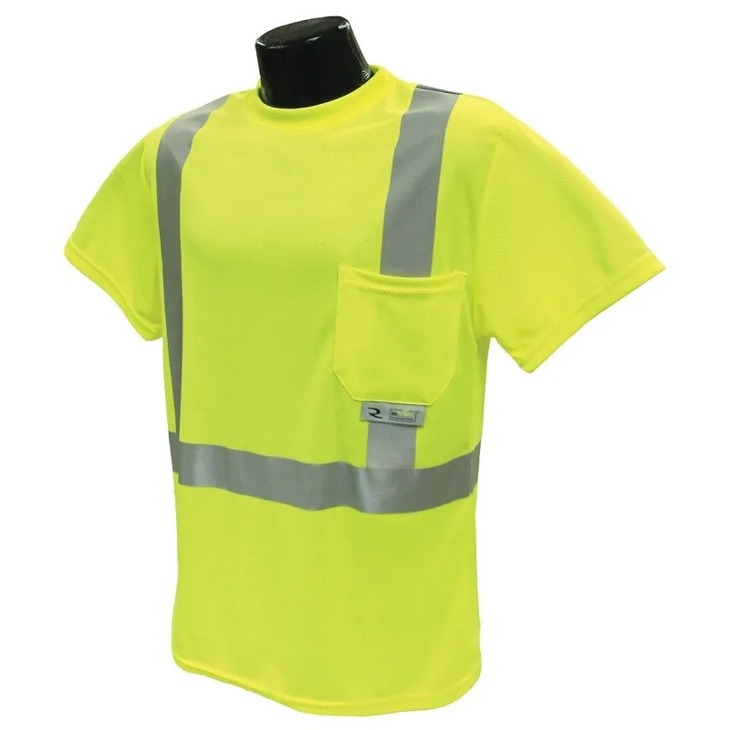 Radians ST11-2PGS-L Safety T-Shirt, L, Polyester, Green, Short Sleeve, Pullover Closure