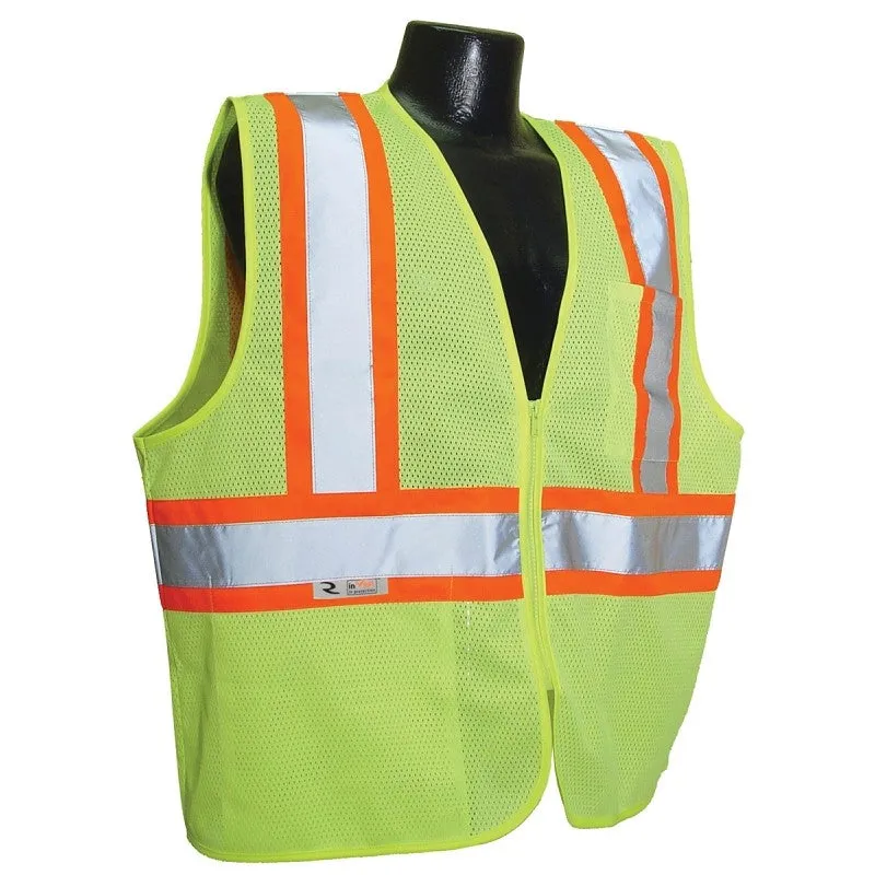 Radians SV22-2ZGM-M Economical Safety Vest, M, Unisex, Fits to Chest Size: 26 in, Polyester, Green, Zipper