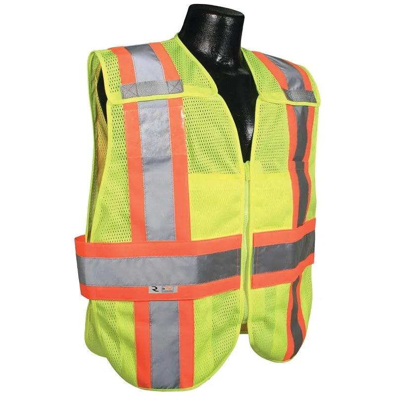 Radians SV24-2ZGM-3X/5X Expandable Safety Vest, 3XL/5XL, Polyester, Green/Silver, Zip-N-Rip