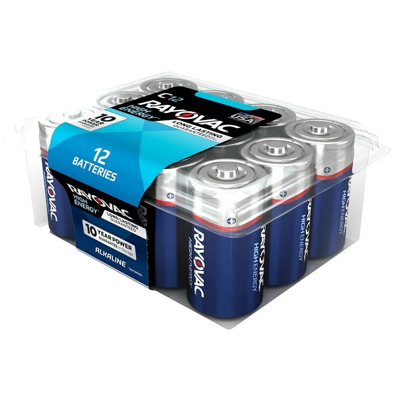 Rayovac 814-12PPK Battery, 1.5 V Battery, 7245 mAh, C Battery, Alkaline