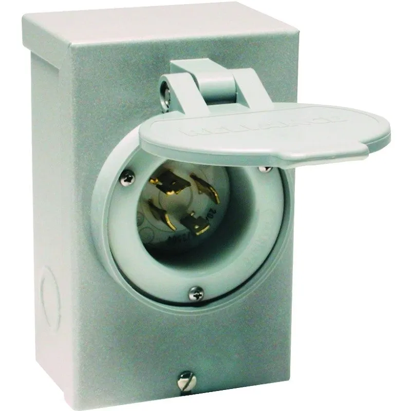 Reliance Controls PB20 Power Inlet Box, 20 A, 125/250 V, Gray