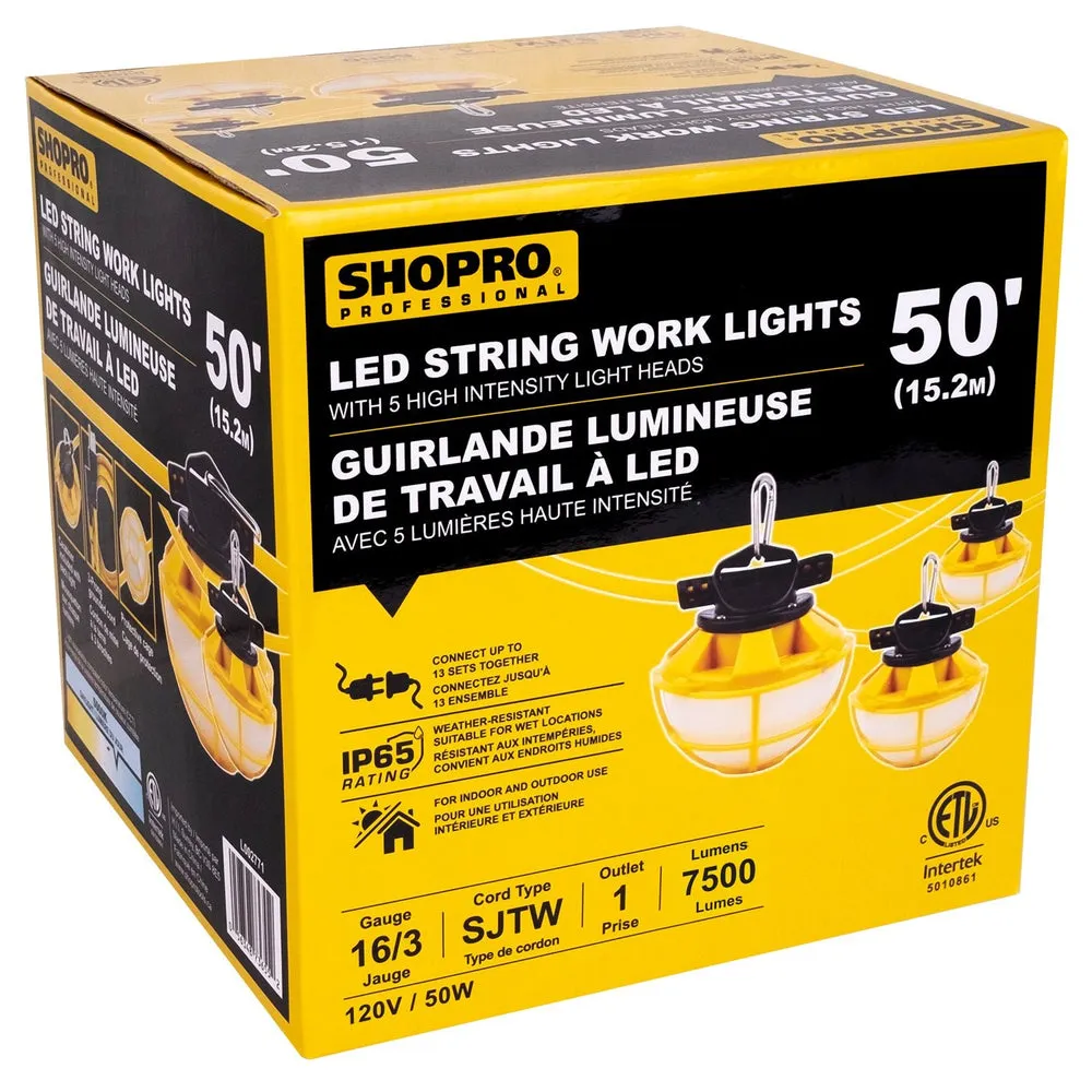 SHOPRO L002771 50′ LED String Work Light-60W/7,500LM