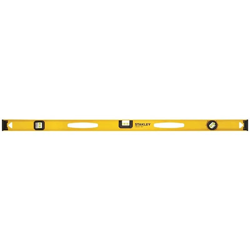 STANLEY 42-328 I-Beam Level, 48 in L, 3-Vial, 2-Hang Hole, Non-Magnetic, Black/Yellow, Aluminum