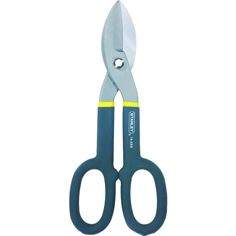 STANLEY FMHT73571/14-556 Tinner Snip, 10 in OAL, 2 in L Cut, Straight Cut, Alloy Steel Blade, Black/Yellow Handle