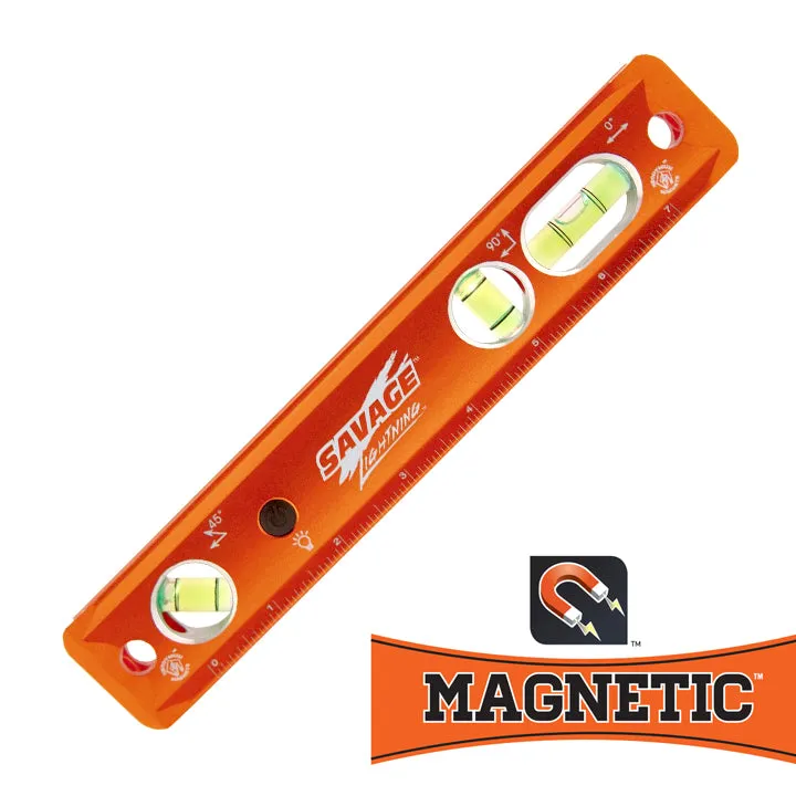 Savage TLL049M Lightning 9″ Lighted Magnetic Aluminum Torpedo Level