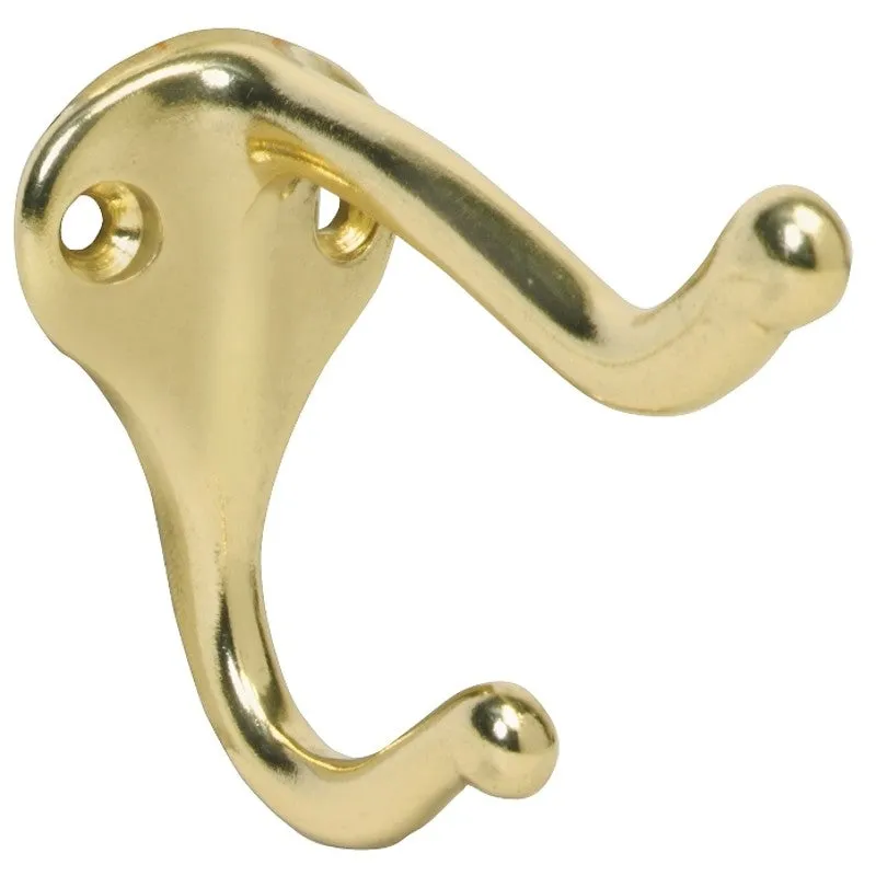 Schlage 571A3 Coat and Hat Hook, Aluminum, Brass (Pack of 20)