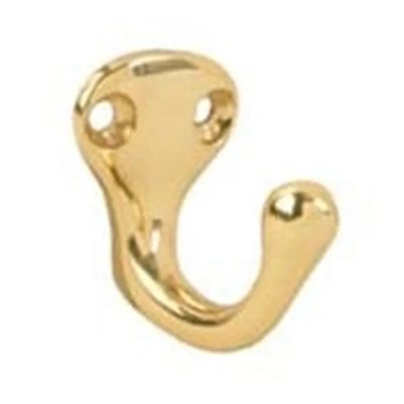 Schlage 581A3 Series Robe Hook, Wall Mounting, 1-1/4 in H x 1-1/4 in W Dimensions, Aluminum, Brass (Pack of 20)