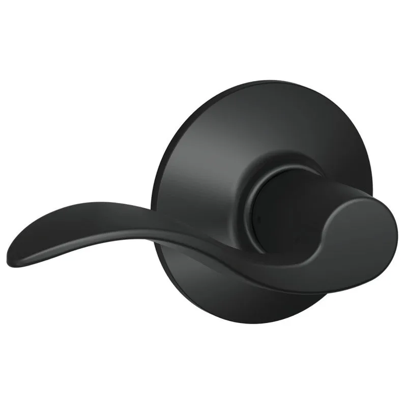 Schlage Accent Series F10ACC622 Passage Lever, Mechanical Lock, Matte Black, Metal, Residential, 2 Grade