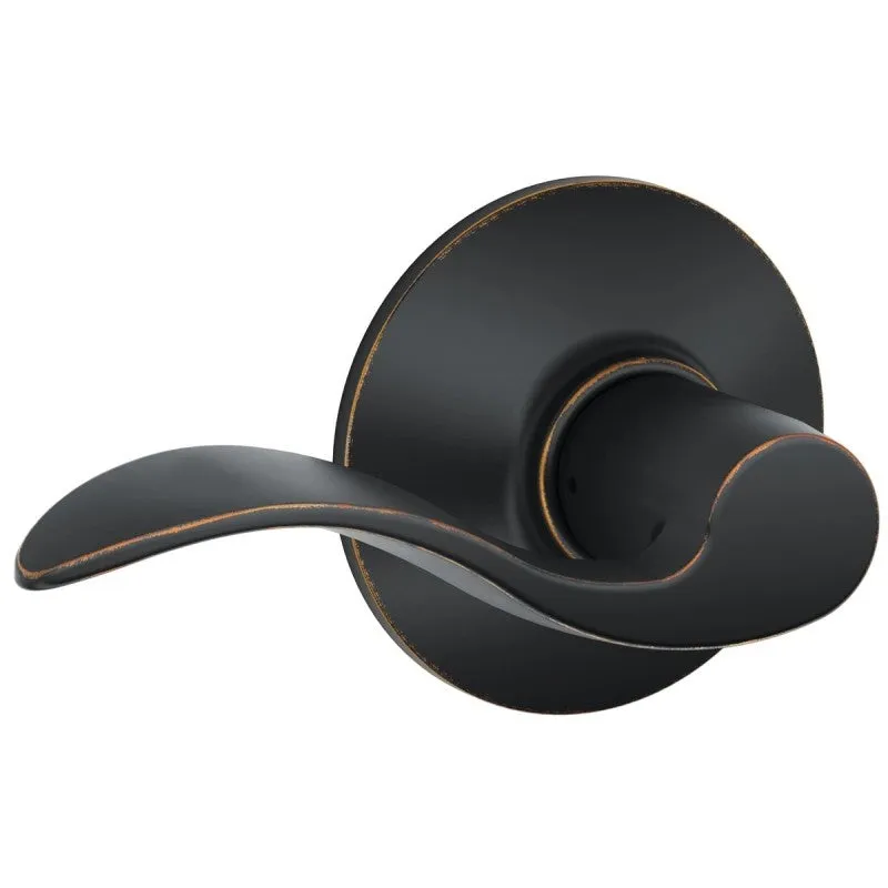 Schlage Accent Series F10ACC716 Passage Lever, Mechanical Lock, Residential, Aged Bronze, Metal, 2 Grade