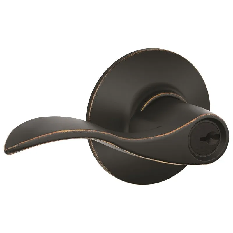 Schlage Accent Series F51A V ACC 716 Entry Lever, Mechanical Lock, Aged Bronze, Metal, Residential, 1/2 in L Throw