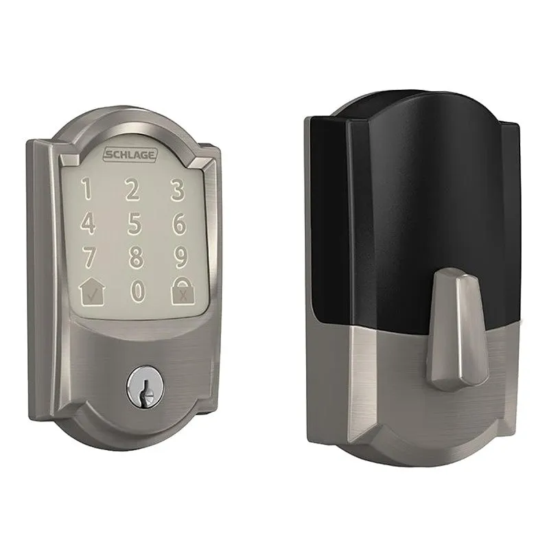 Schlage BE489WBV CAM 619 Electronic Deadbolt, 100 Number of User Codes, 1 in Projection, Satin Nickel, Residential, Yes
