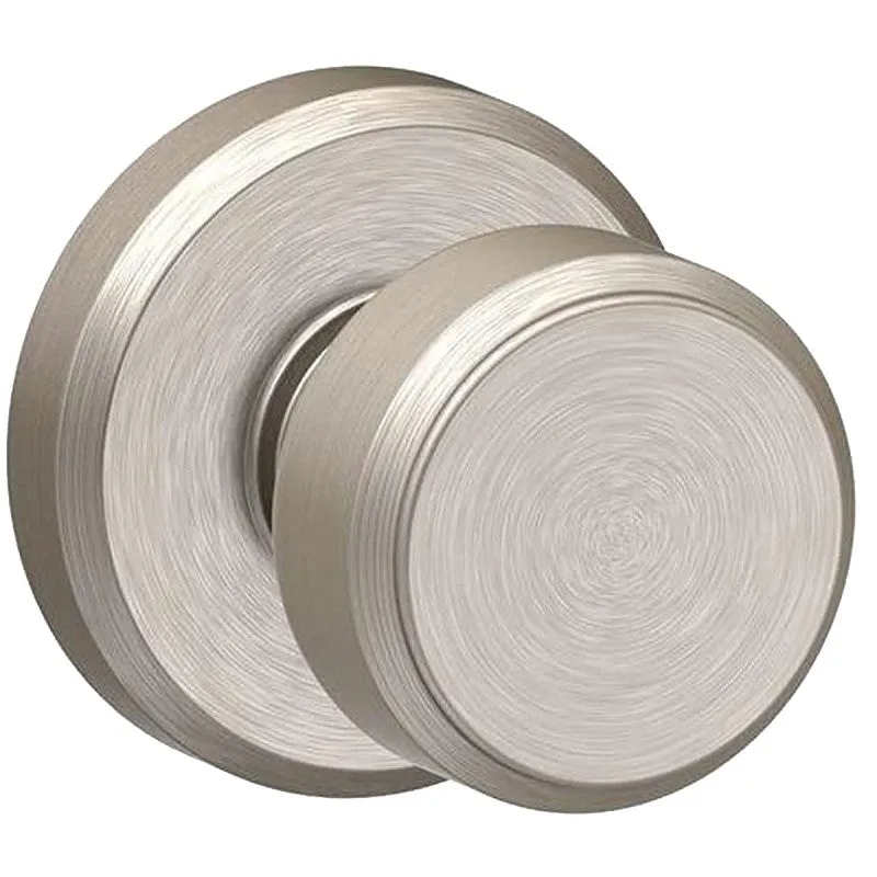 Schlage F Series F10VBWE619 Passage Knob, Bowery, Round, 2-3/4 in Dimensions, Metal, Satin Nickel, Reversible Hand