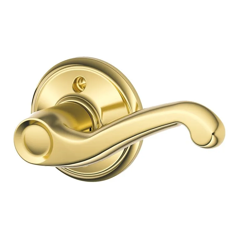 Schlage F Series F170 NV FLA 605 RH Right Hand Dummy Lever, Mechanical Lock, Bright Brass, Metal, Residential, 2 Grade