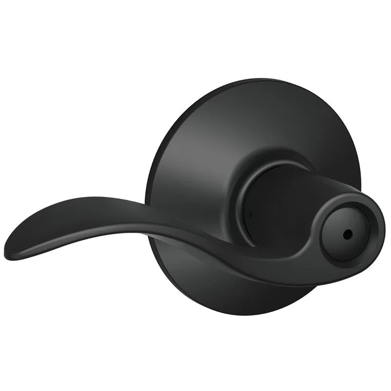 Schlage F Series F40ACC622 Privacy Lever, Mechanical Lock, Matte Black, Metal, 2 Grade, Residential, 7/8 in Housing Dia