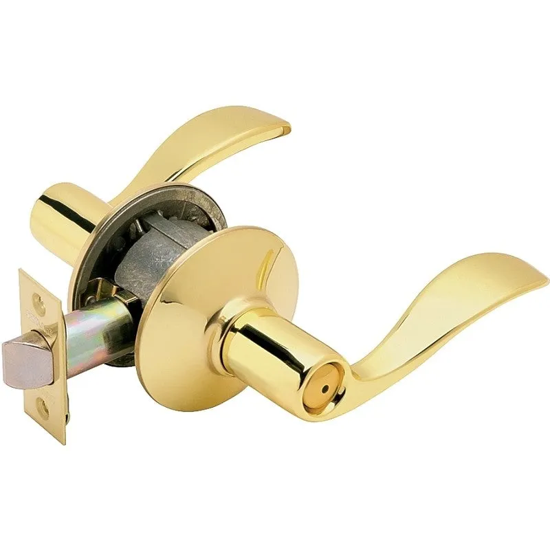 Schlage F Series F40V ACC 605 Privacy Lever, Mechanical Lock, Metal, Residential, Bright Brass, 2 Grade