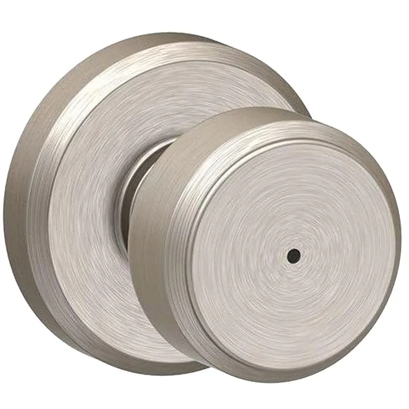 Schlage F Series F40VBWE619 Passage Knob, Metal, Satin Nickel, 2-3/8, 2-3/4 in Backset, 1-3/8 to 1-3/4 in Thick Door