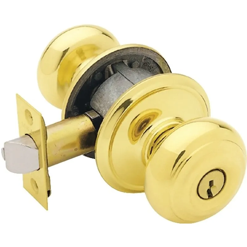 Schlage F Series F51A GEO605KA4 Entry Knob, Georgian, Knob Handle, Bright Brass, Metal, C Keyway, 2-3/4 in Dimensions (Pack of 4)