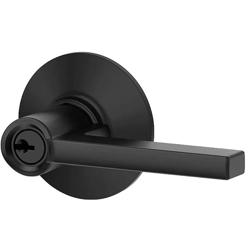 Schlage F Series F51A LAT 622 Entry Lever, Matte Black, Brass/Zinc, Residential, Reversible Hand, AAA Grade