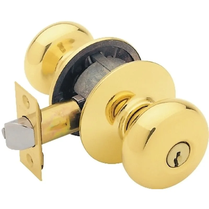 Schlage F Series F51A PLY605KA4 Entry Knob, Plymouth, Knob Handle, Bright Brass, Metal, C Keyway (Pack of 4)