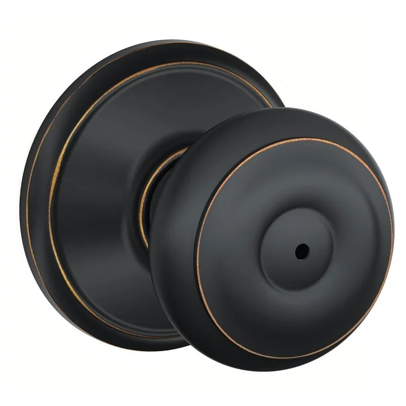 Schlage Georgian Series F40 GEO 716 Privacy Lockset, 2.31 in L x 2.75 in W x 2.75 in H Dimensions, Aged Bronze