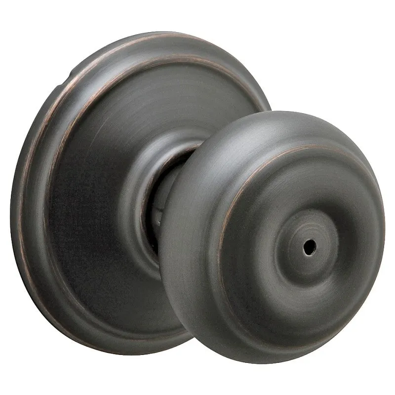 Schlage Georgian Series F40VGEO716 Privacy Lockset, 2.31 in L x 2.75 in W x 2.75 in H Dimensions, Yes, Aged Bronze
