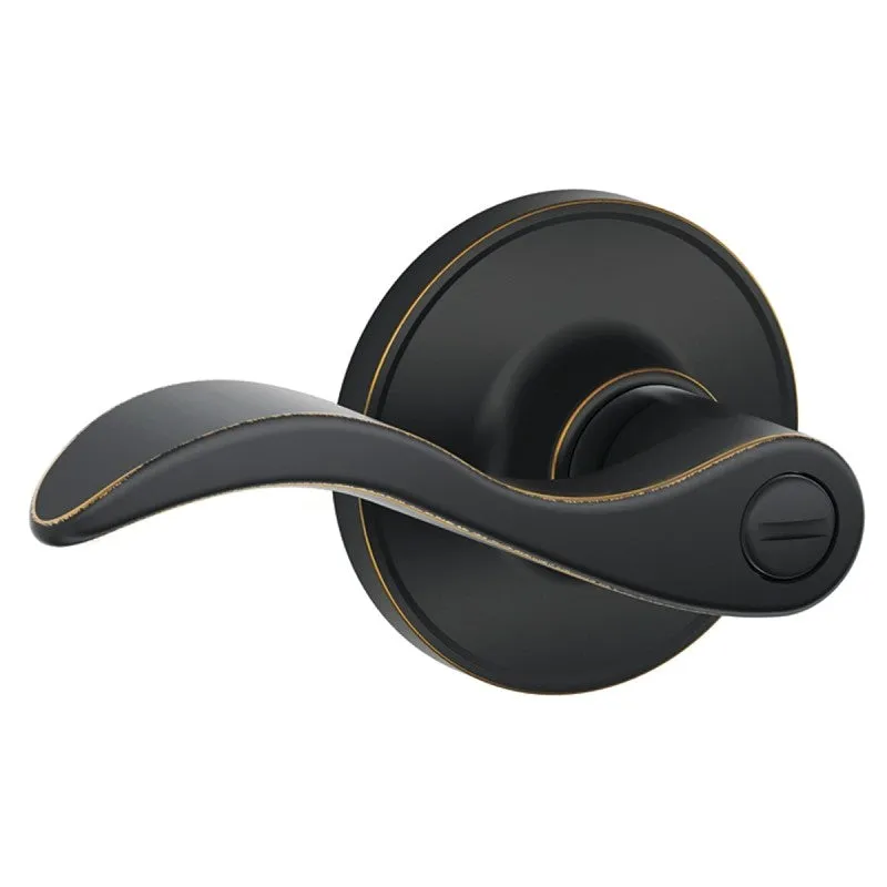 Schlage J Series J40SEV716 Privacy Lever, Mechanical Lock, Aged Bronze, Metal, Residential, 3 Grade, 7/8 in Housing Dia