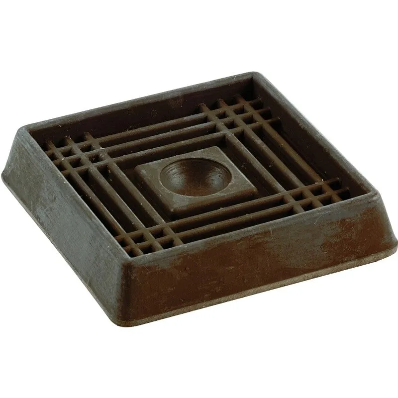 Shepherd Hardware 9076 Caster Cup, Square, 2 in Dimensions, Rubber, Brown, 4/PK (Pack of 6)