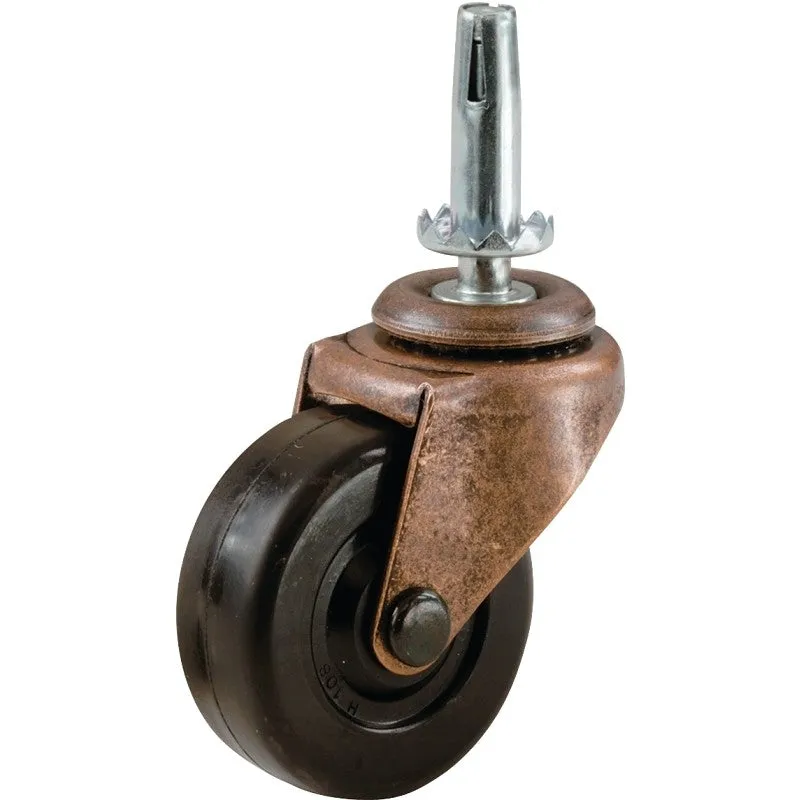 Shepherd Hardware 9345 Swivel Caster, Stem Mounting, 4.63 in W x 2 in D x 6.56 in H Dimensions, 2 in Dia Wheel, Black