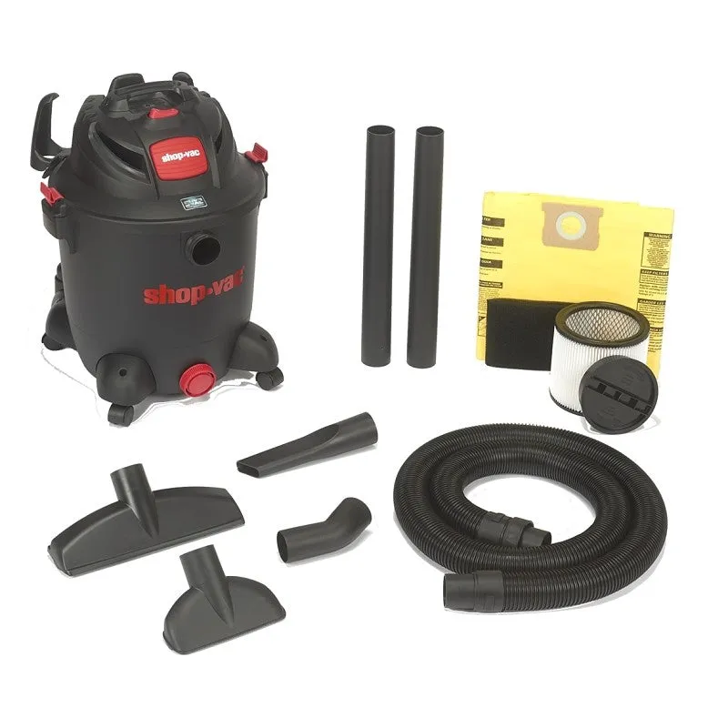 Shop-Vac 8251205 Wet/Dry Vacuum, 12 gal Vacuum, 140 cfm Air, Cartridge, Disposable Filter, 5.5 hp, 120 VAC