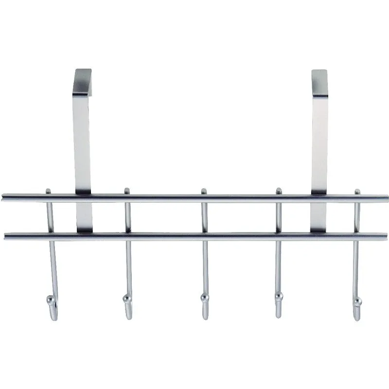 Simple Spaces HK07-CH Door Garment Hook, Each Hook: 4.8 lb, 5-Hook, Steel, Chrome, Hanging Mounting