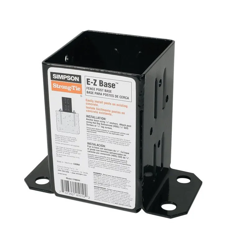 Simpson Strong-Tie FPBB44 Post Base, 4 x 4 in Post, 12 ga Gauge, Steel, Black, Powder-Coated