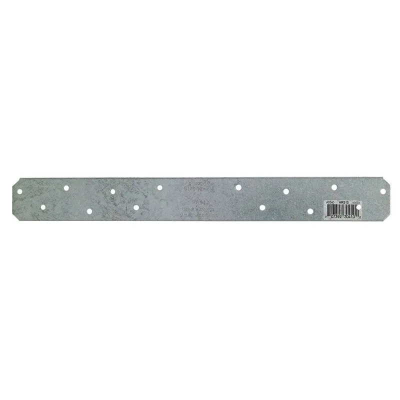 Simpson Strong-Tie HRS HRS12 Strap Tie, 12 in L, 1-3/8 in W, Steel, Galvanized, Fastening Method: Nail (Pack of 25)