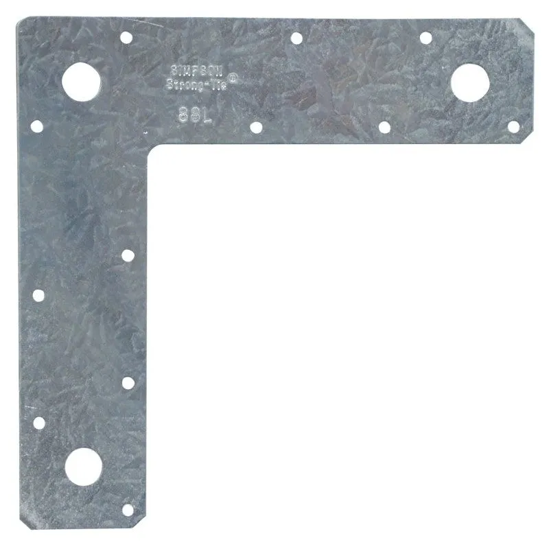 Simpson Strong-Tie L 88L L-Strap, 8 in L, 2 in W, Steel, Galvanized, Fastening Method: Nail (Pack of 10)