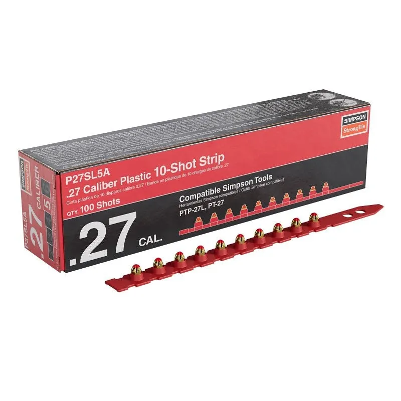Simpson Strong-Tie P27SL P27SL5A Series Strip Load, For: PTP-27L Fastening Tool, 0.27 Caliber, Power Level: 5, 100/PK (Pack of 10)