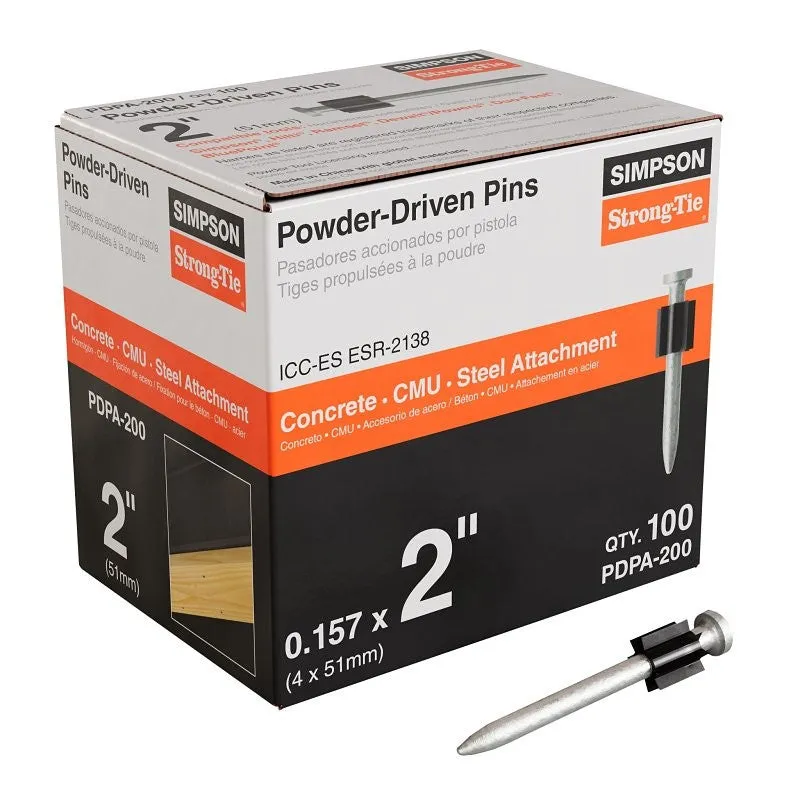Simpson Strong-Tie PDPA PDPA-200 Drive Pin, 0.157 in Dia Shank, 2 in L, Steel, Galvanized
