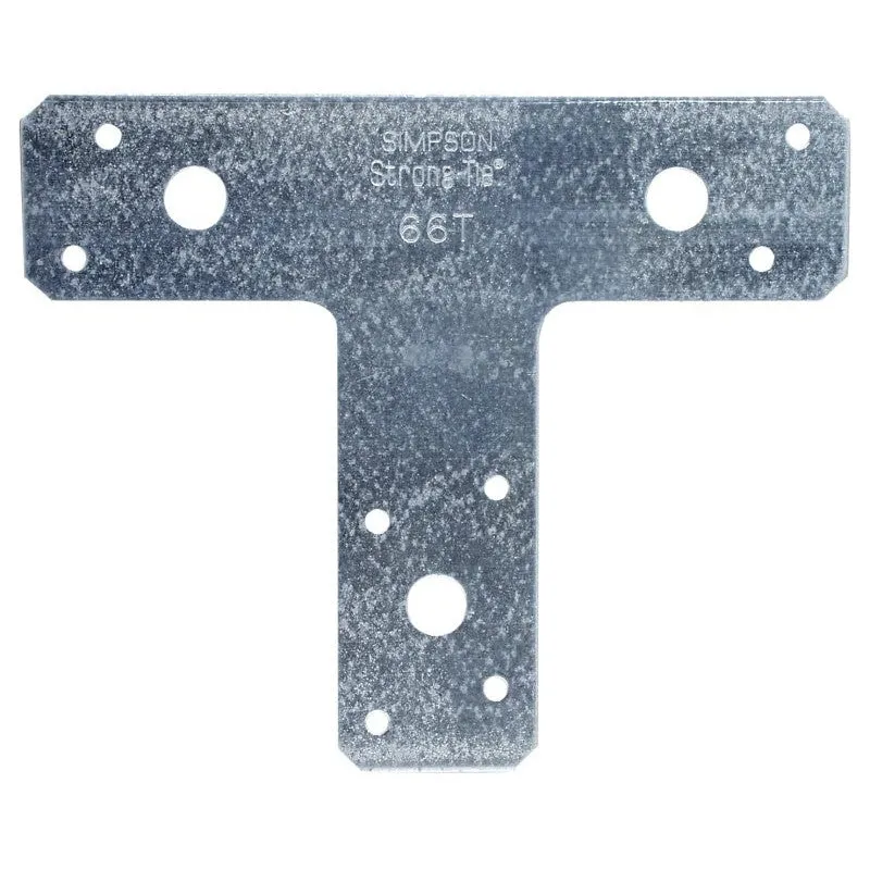 Simpson Strong-Tie T 66T T-Strap Tie, 14 ga Gauge, Steel, Galvanized/Zinc (Pack of 10)
