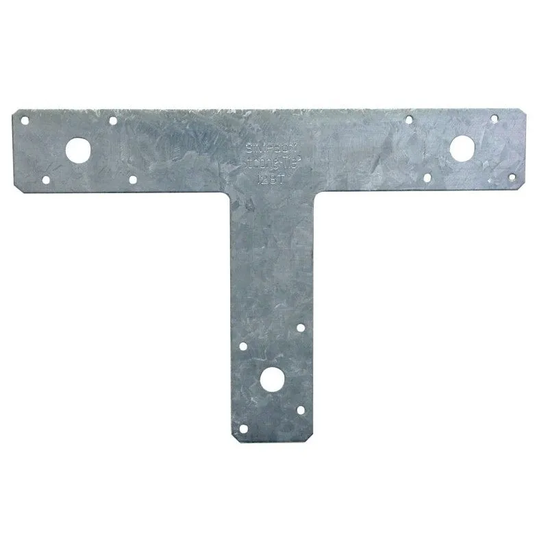 Simpson Strong-Tie T Series 128T T-Shaped Strap, Silver, 12 in L, 2 in W, Steel, Galvanized, Fastening Method: Nail (Pack of 10)