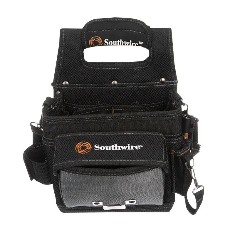 Southwire BAGESP Electrician’s Shoulder Pouch, 16-Pocket, Polyester, Black, 8-1/2 in W, 6 in H, 12 in D