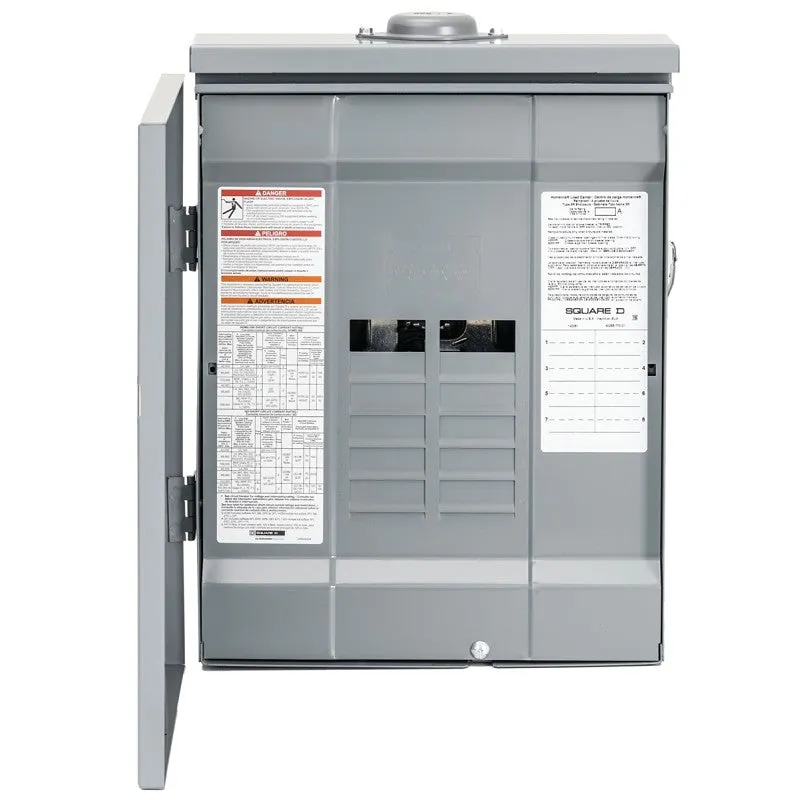 Square D Homeline HOM816L125PRB Load Center, 125 A, 8-Space, 16-Circuit, Main Lug, NEMA 3R Outdoor Enclosure, Plug