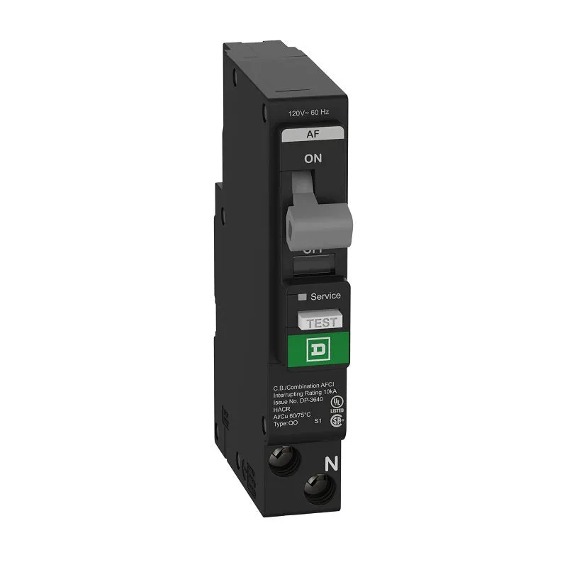 Square D QO QO115PAFC Miniature Circuit Breaker, Combination Arc Fault, 15 A, 1-Pole, 120 VAC, Plug-In (Pack of 3)
