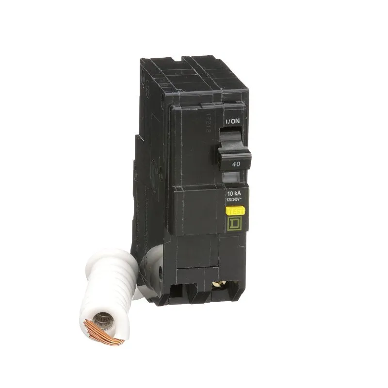 Square D QO QO240GFIC Miniature Circuit Breaker, Ground Fault, 40 A, 2-Pole, 120/240 VAC, Plug-In (Pack of 3)