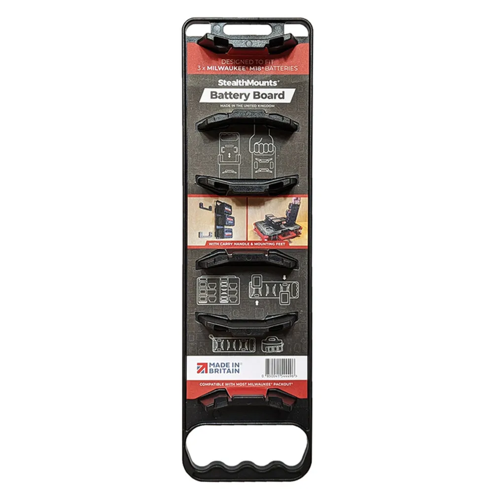 StealthMount BD-MW18-HF-1 Battery Board with Handle and Feet for Milwaukee M18