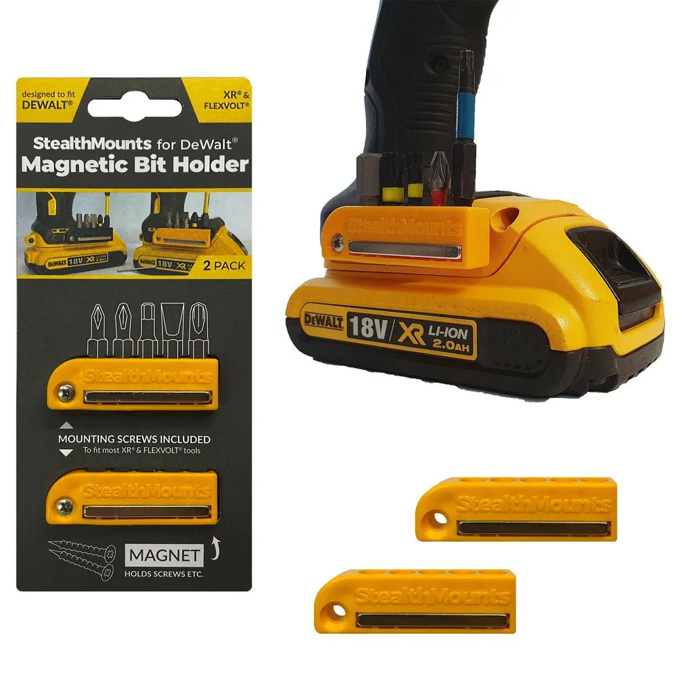 StealthMount BH-DW-YLW-2-LF Bit Holder For Dewalt (2 Pack)